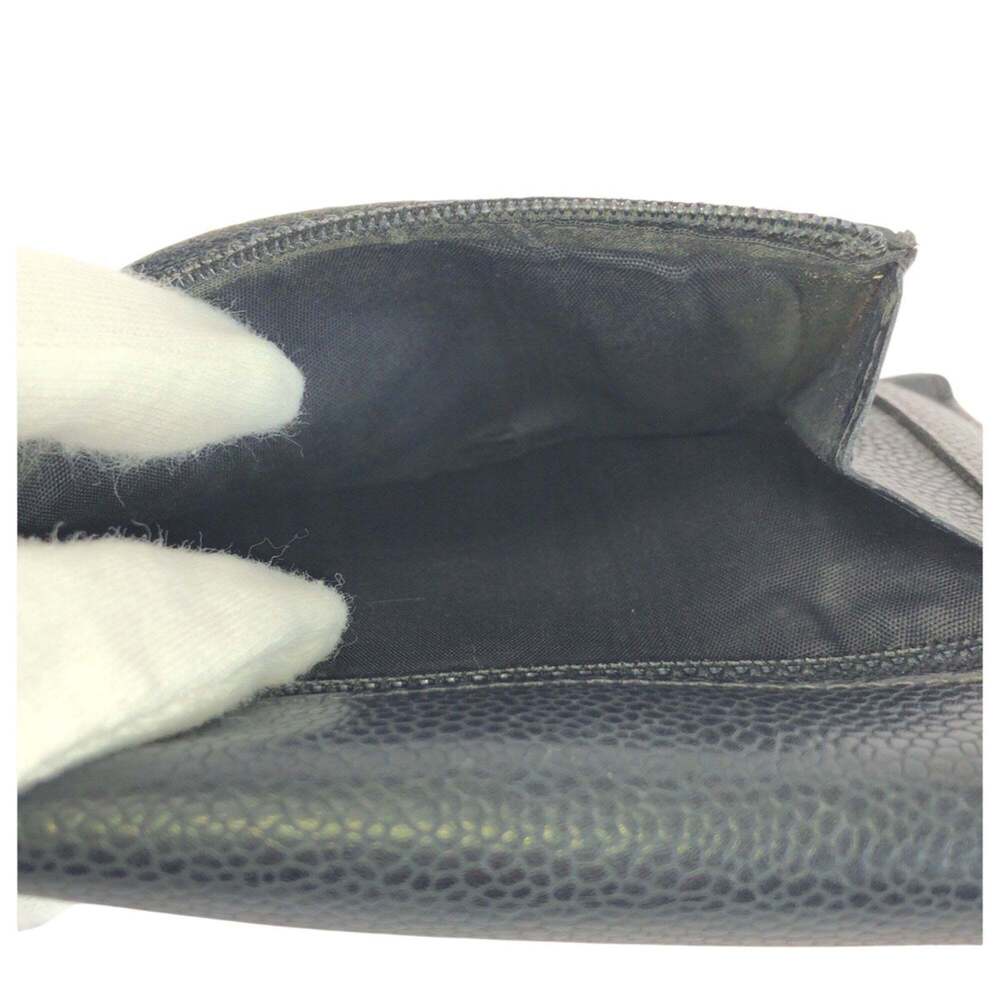 CHANEL Vintage Black Caviar Leather Logo Wallet - Picture 9 of 10